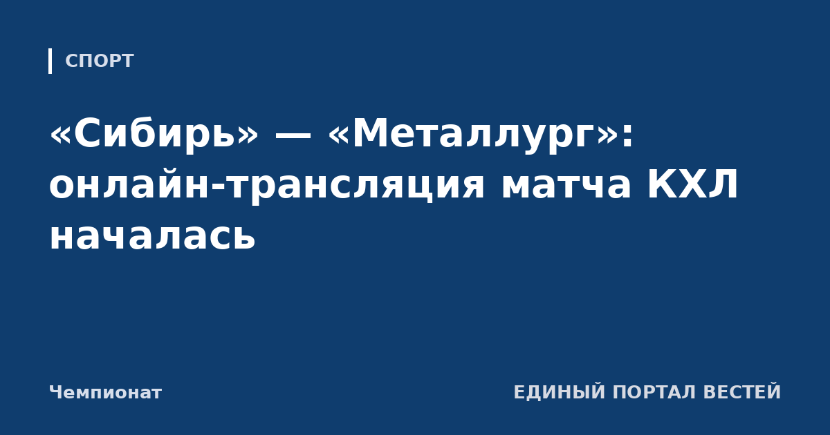 «Сибирь» — «Металлург»: онлайн-трансляция матча КХЛ началась