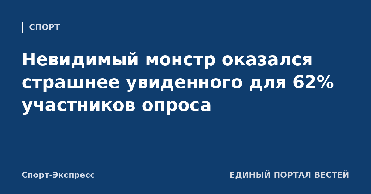 Невидимый монстр оказался страшнее увиденного для 62% участников опроса