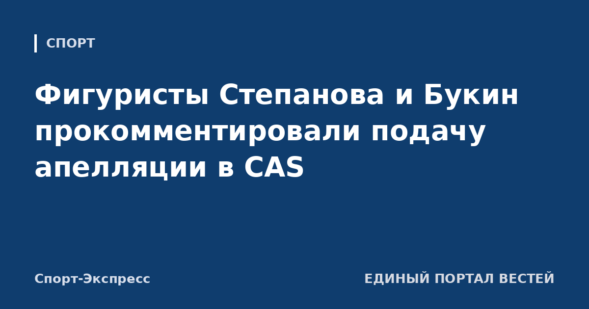 Фигуристы Степанова и Букин прокомментировали подачу апелляции в CAS
