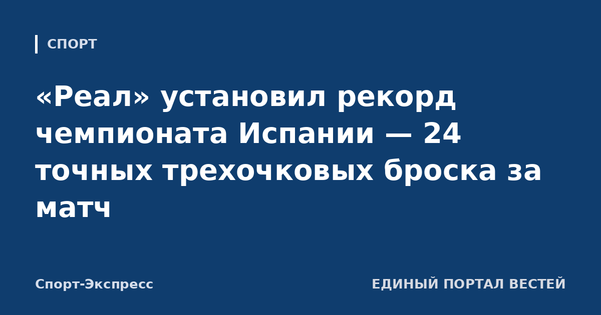 «Реал» установил рекорд чемпионата Испании — 24 точных трехочковых броска за матч