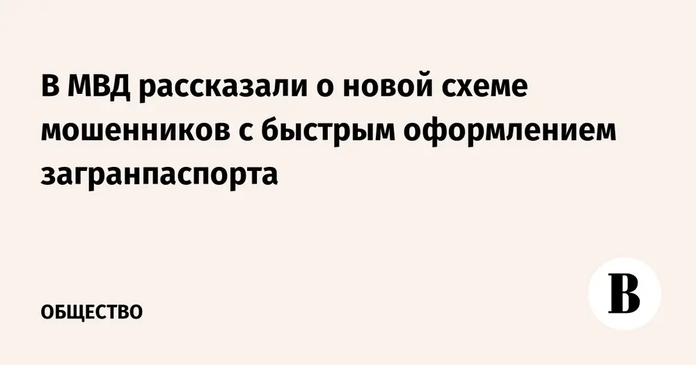 В МВД рассказали о новой схеме мошенников с быстрым оформлением загранпаспорта