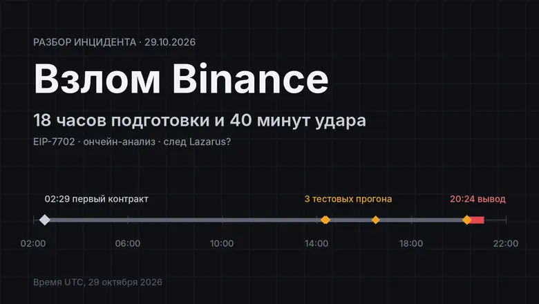 Взлом Binance 29 октября: 18 часов подготовки на виду у блокчейна