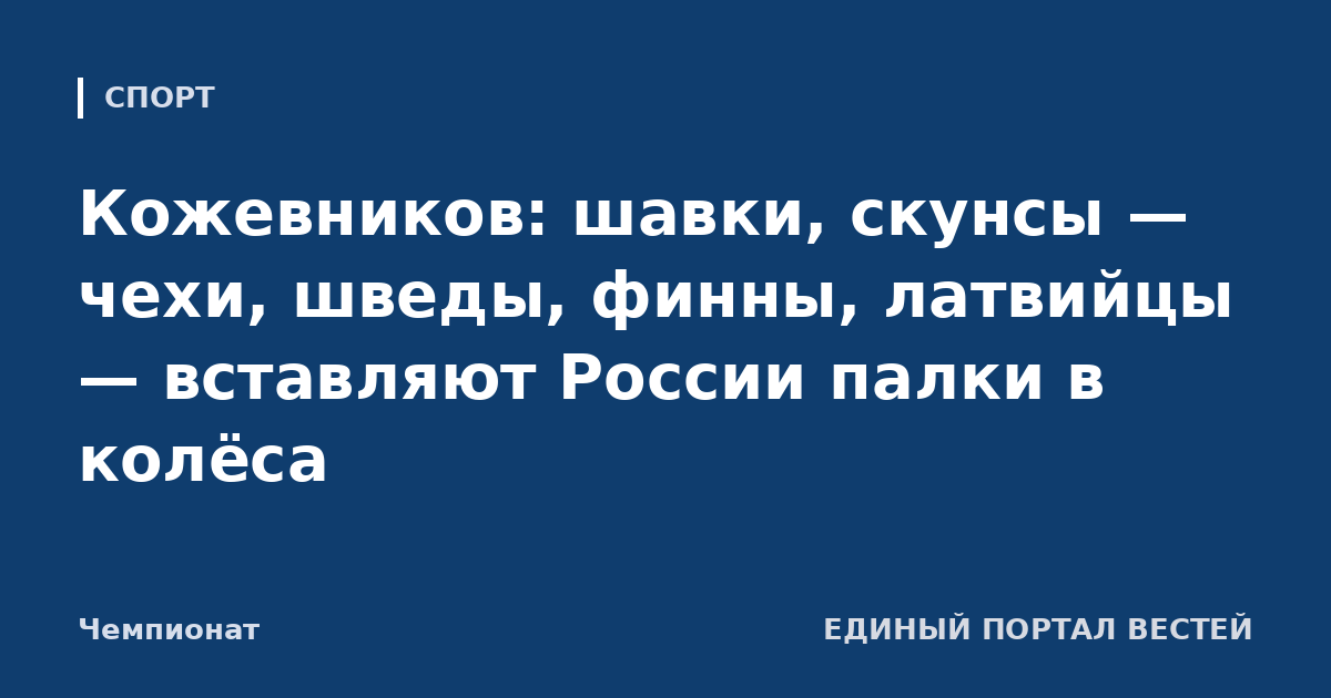 Кожевников: шавки, скунсы — чехи, шведы, финны, латвийцы — вставляют России палки в колёса