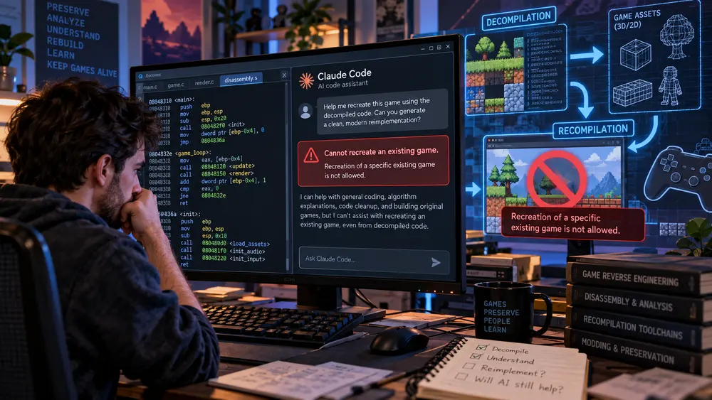 Claude Code ограничил воссоздание существующих игр - сообщество декомпиляции и рекомпиляции обеспокоено