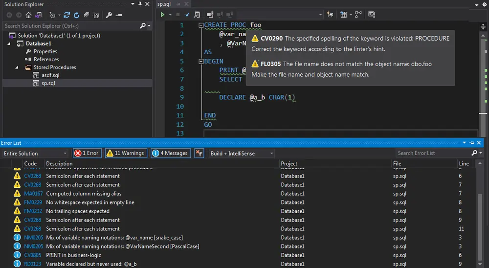 T-SQL Linter for Visual Studio release 2026-10