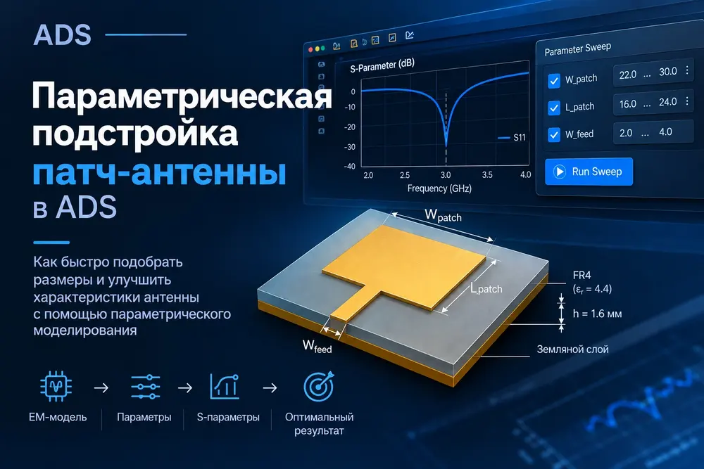 Параметрическая подстройка патч-антенны в ADS
