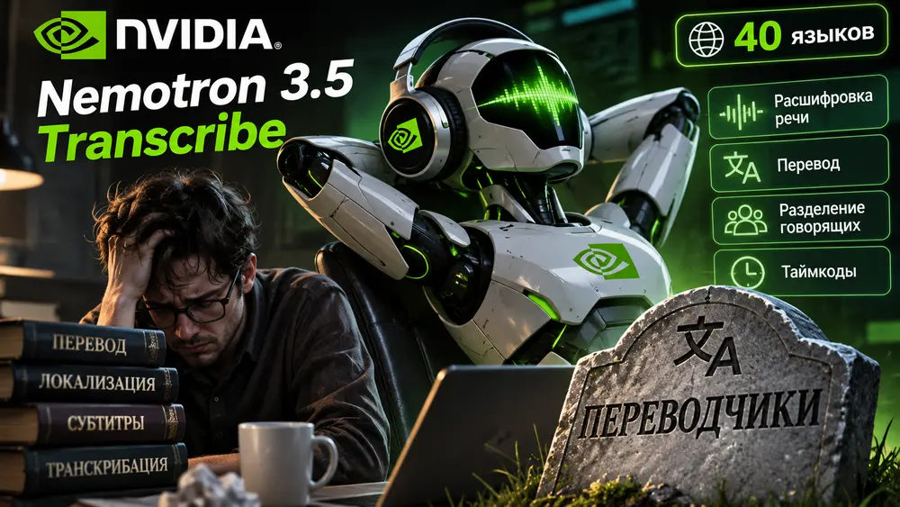 NVIDIA снова ударила по профессии переводчика: NVIDIA выпустила Nemotron 3.5 Transcribe для работы с 40 языками