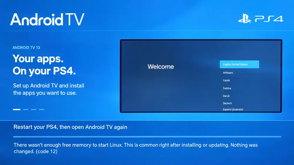 Энтузиаст запустил полноценную Android TV 13 на PlayStation 4 в виде единого установочного пакета