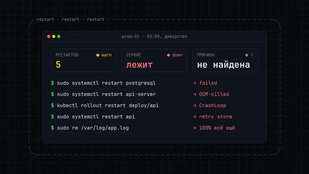 Перезапустил — и стало хуже: 5 инцидентов, которые не лечатся рестартом