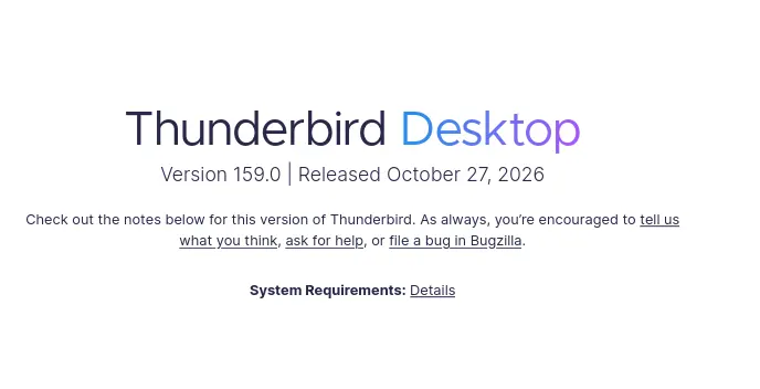 Релиз Mozilla Thunderbird 159.0