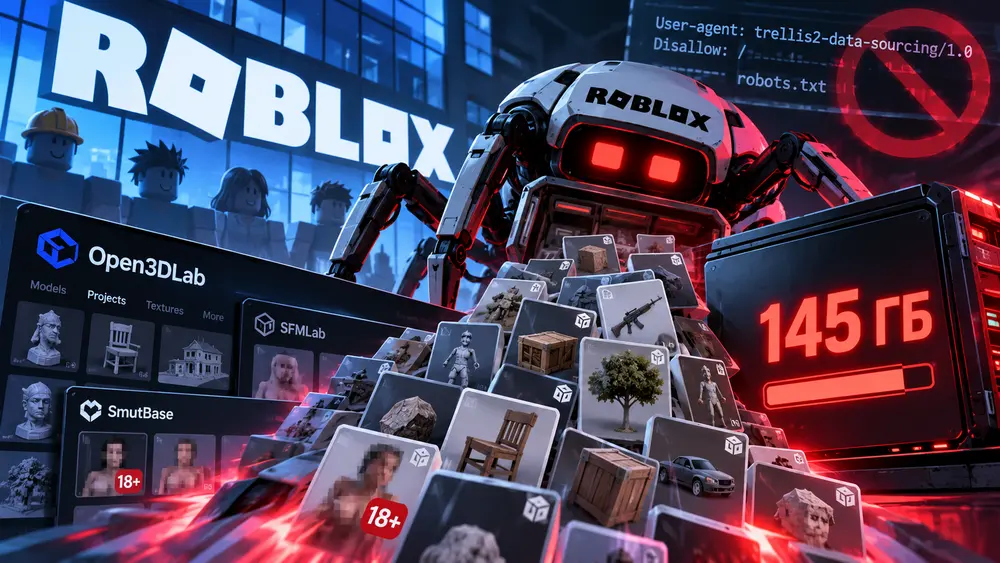 Roblox обвинили в скачивании 145 ГБ 3D-ассетов для обучения ИИ - краулер собрал более 1000 файлов, включая контент 18+
