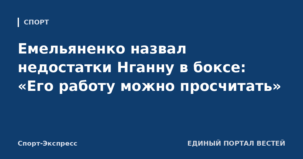 Емельяненко назвал недостатки Нганну в боксе: «Его работу можно просчитать»