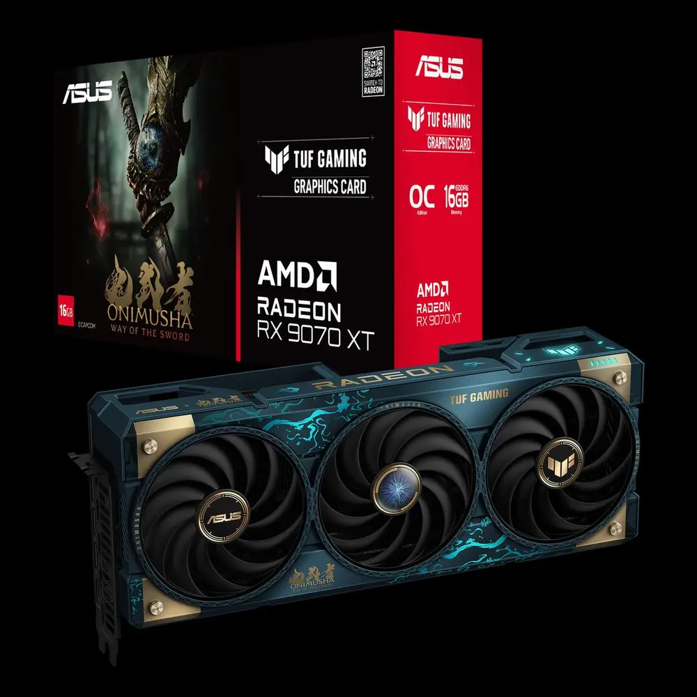 Видеокарта для любителей Onimusha или любителей синего. Asus выпустила RX 9070 XT Onimusha Edition